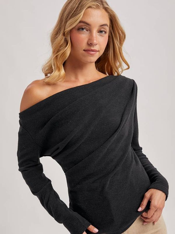 Pleated OTS Shoulder Top