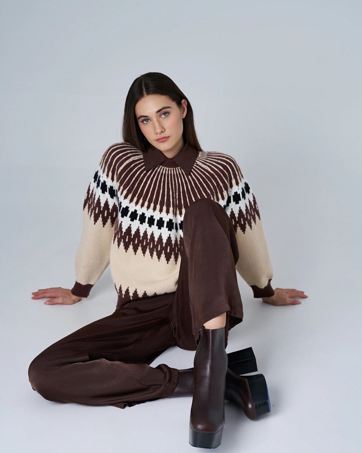 Brown Combo Sweater