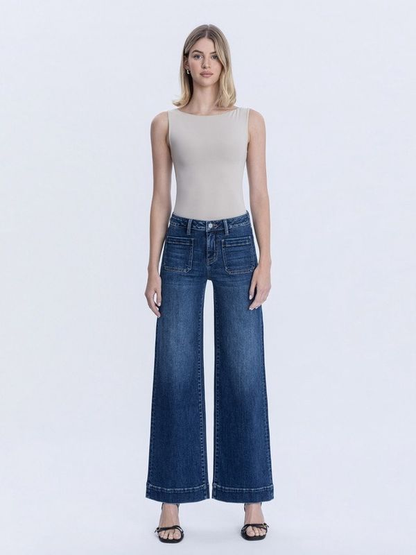 Patch Pocket Wide Leg Trousers