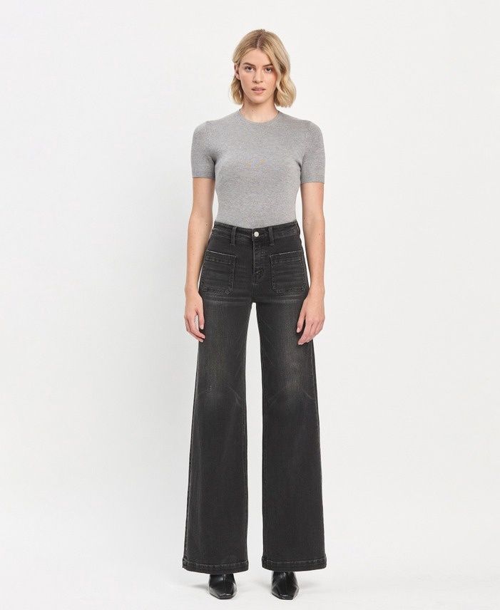 Engross Washed Blk Wide Legs