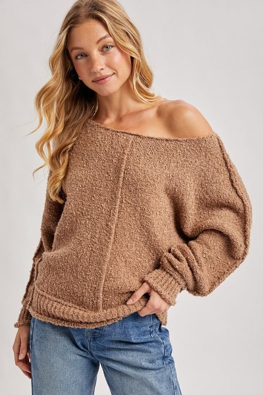 Latte Wide Neck Sweater