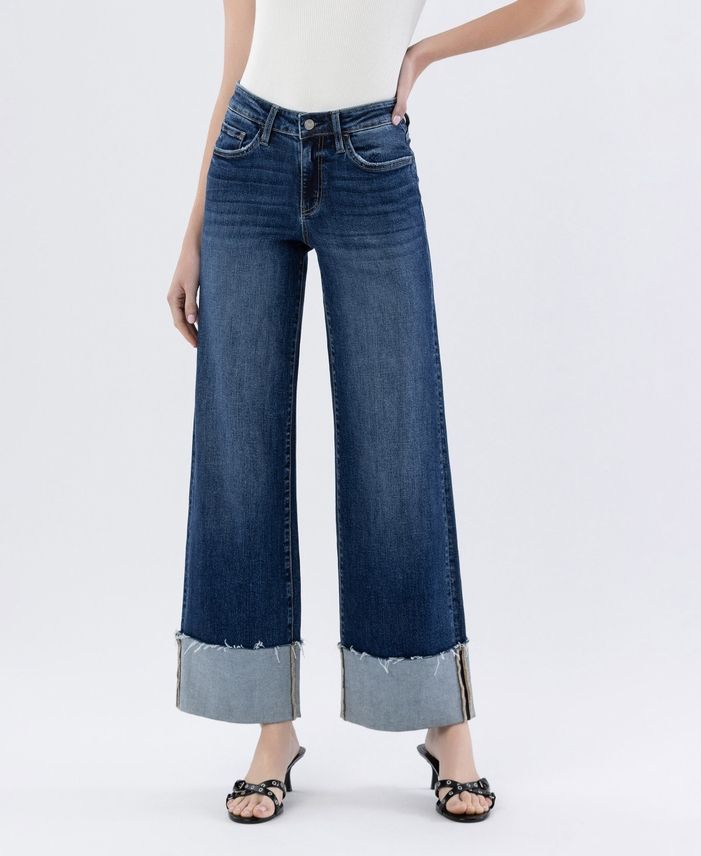 Cuffed Wide Leg Jeans