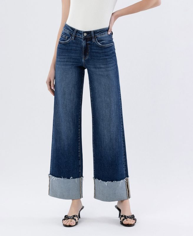 Cuffed Wide Leg Jeans