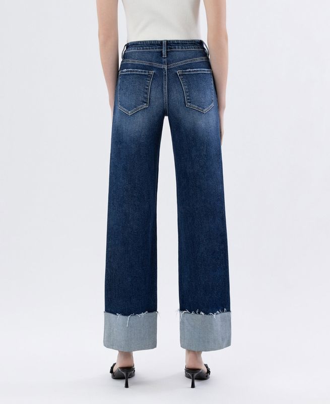Cuffed Wide Leg Jeans