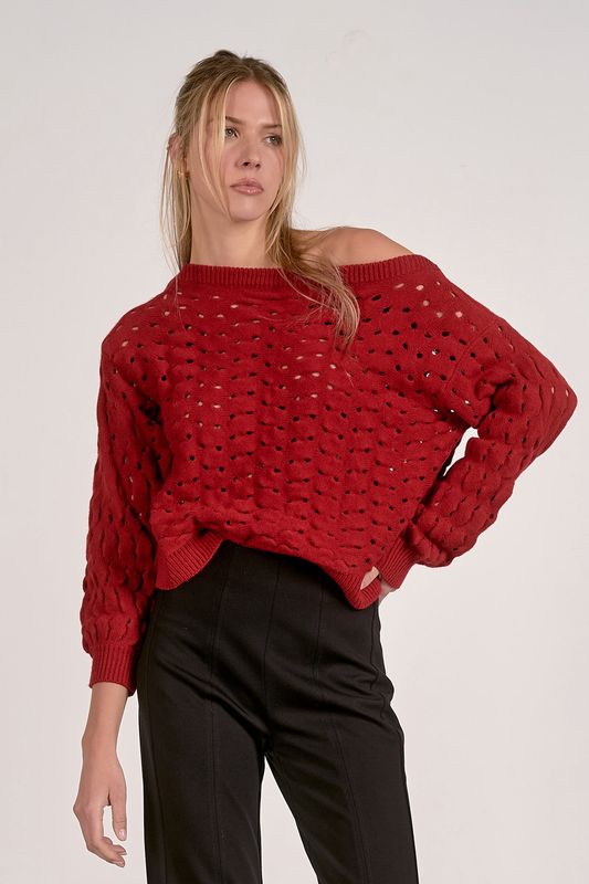 Red Boat Neck Sweater