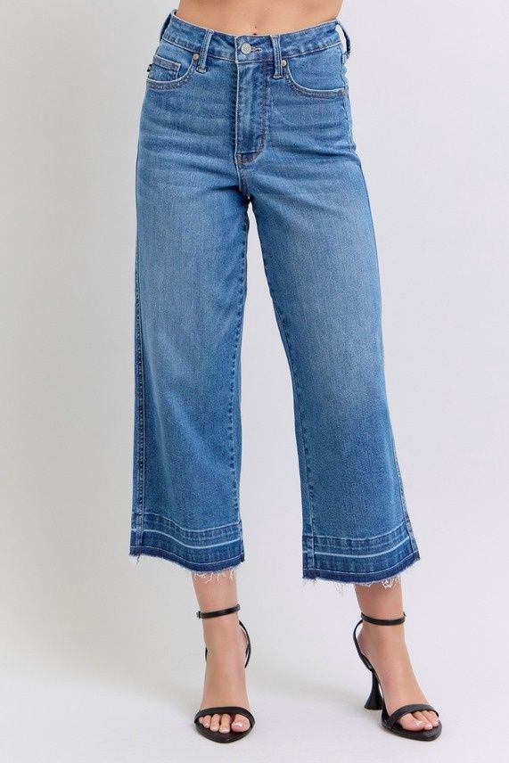 Tummy Control Crop Raw Hem