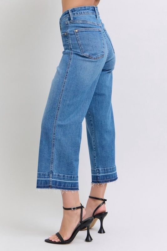 Tummy Control Crop Raw Hem