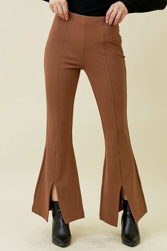 Front Slit Pants - Brown