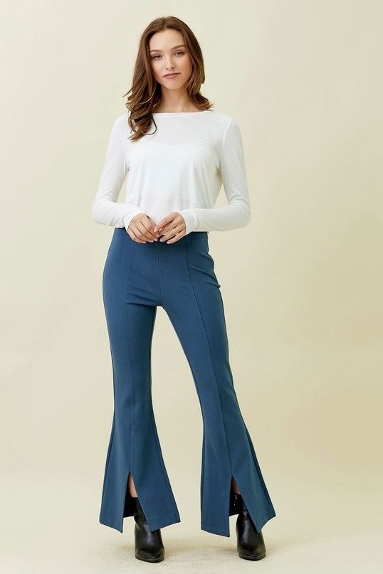 Front Slit Pants - Blue