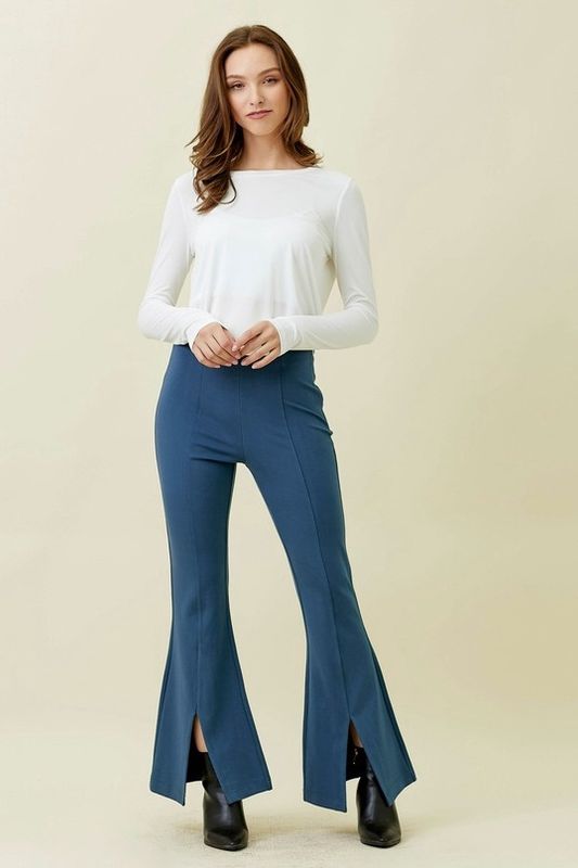 Front Slit Pants - Blue