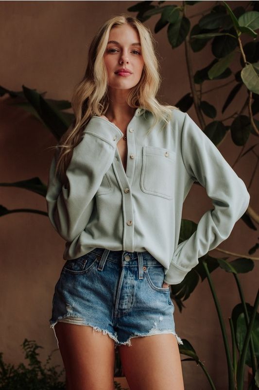 Lt Blue Soft Button Up