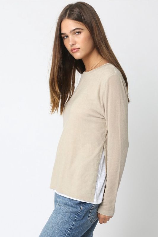 Lined Crew Neck Sweater