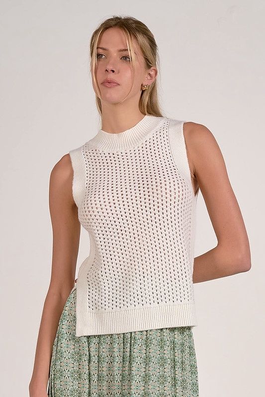 Open Knit Sleeveless Sweater