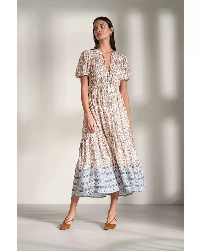 Split Neck Floral Maxi