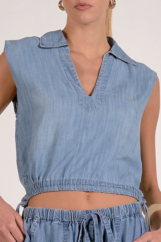 Sleeveless Chambray Top