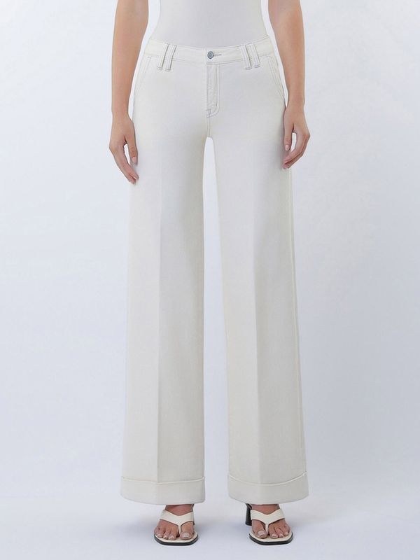 Ecru Trouser Cut Jeans