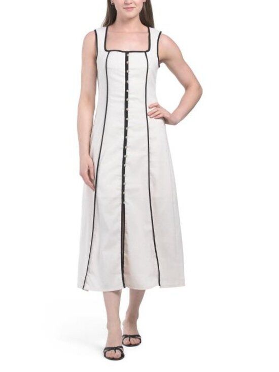 Button Front Piping Dress