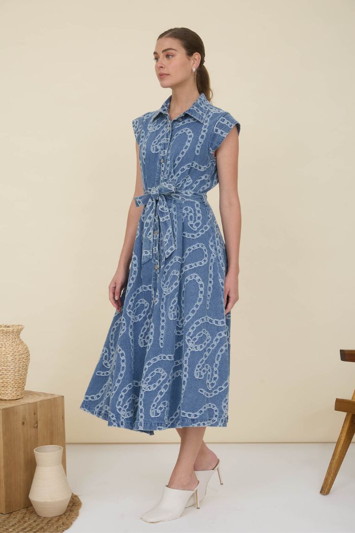 Denim Jacquard Dress