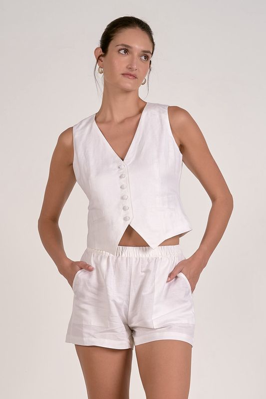 White Linen Vest