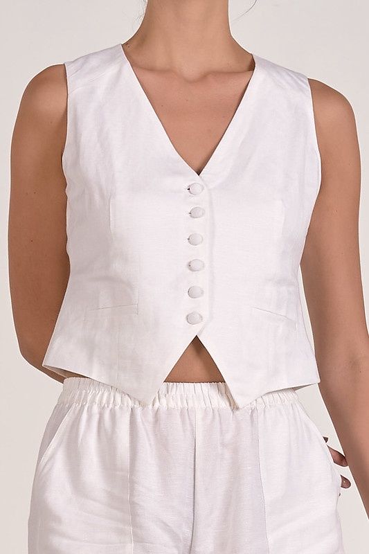White Linen Vest