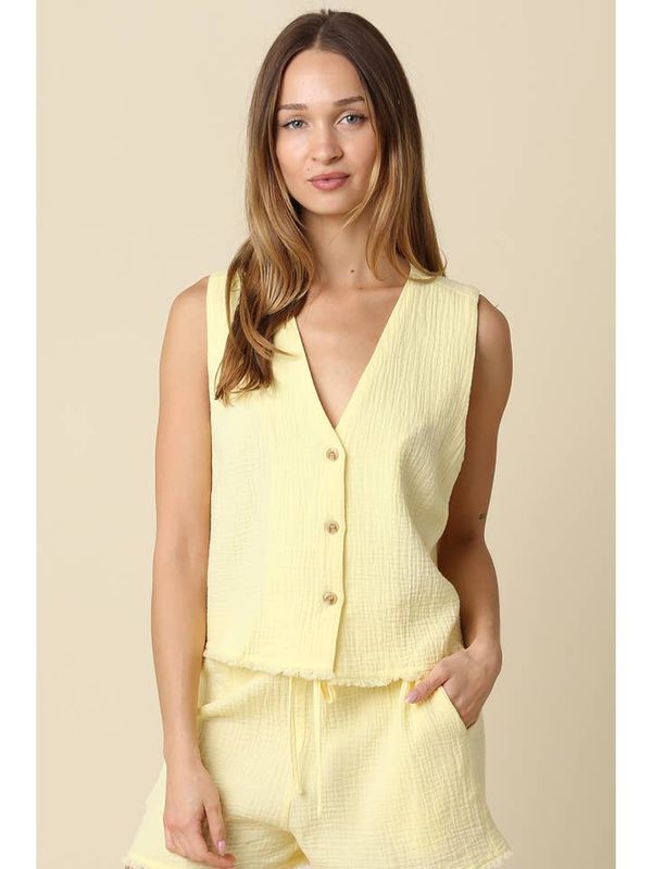 Camille Button Front - Yellow