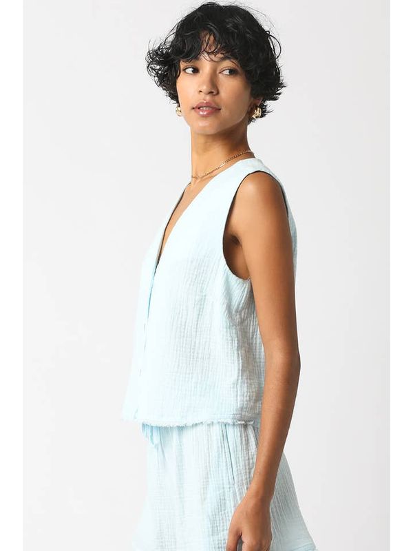 Camille Button Front - Blue