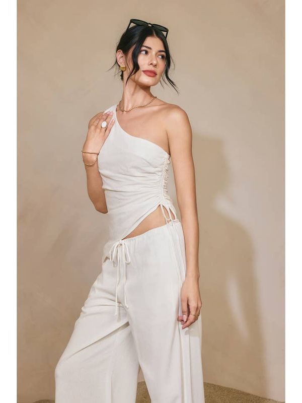 Linen One Shoulder Top