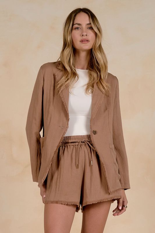 Linen Blazer - Brown