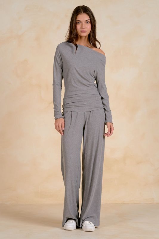 Grey OTS  L/S Top