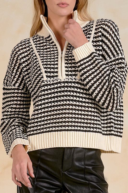 Blk/Crm Quarter Zip