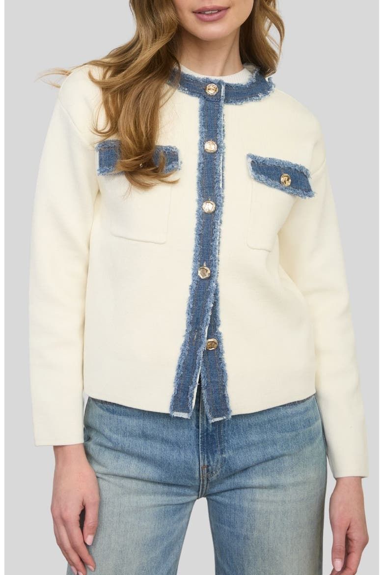 Denim Trim Knit Jacket