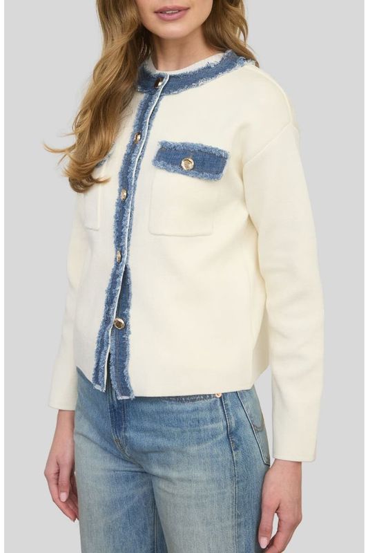 Denim Trim Knit Jacket