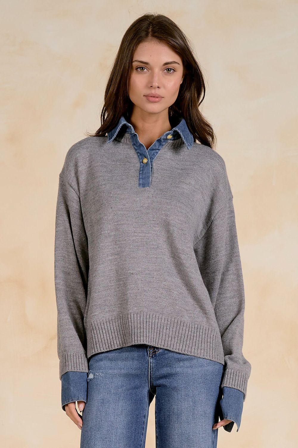 Denim Trim Sweater