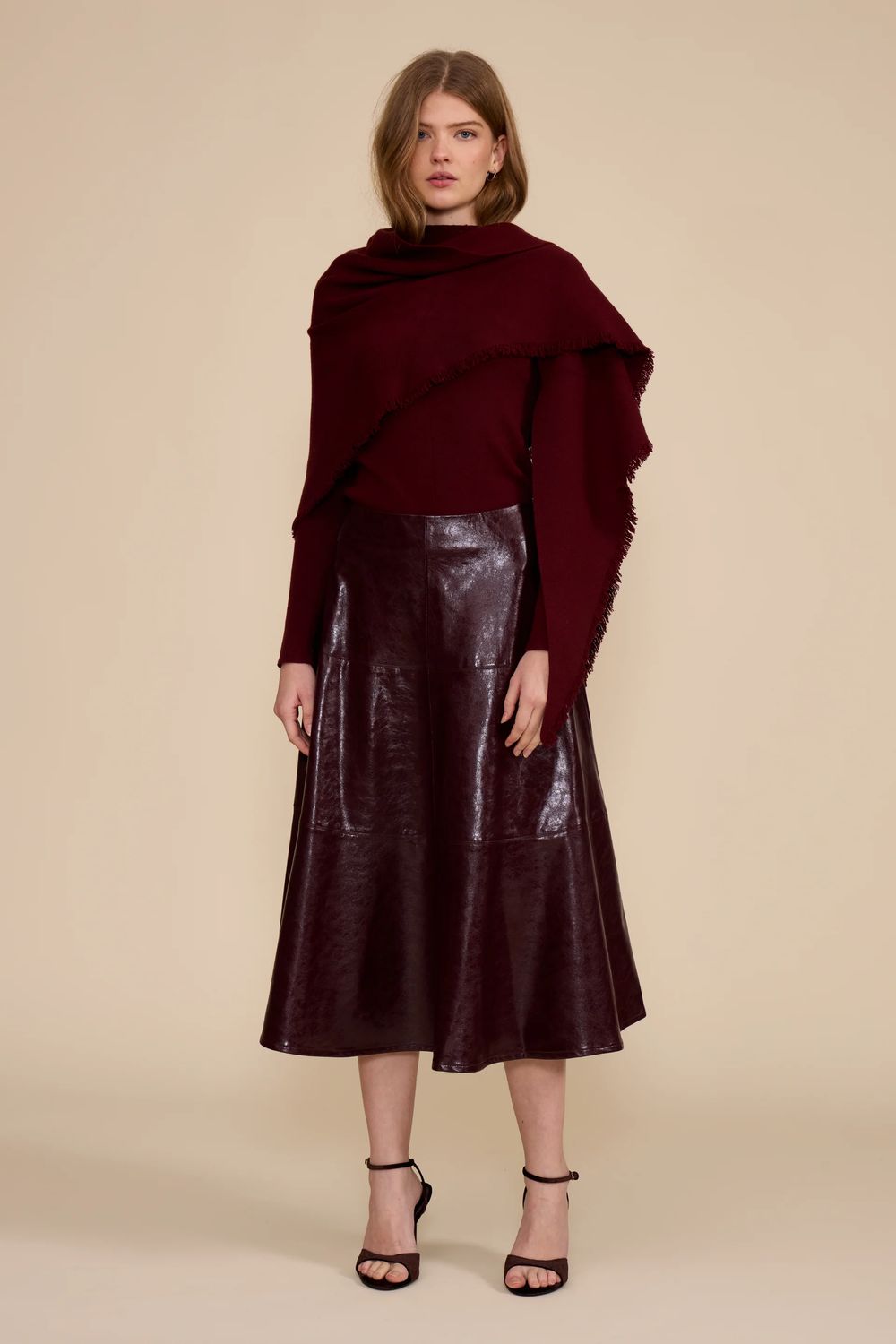 Murphy Sweater W/Scarf - Burgundy
