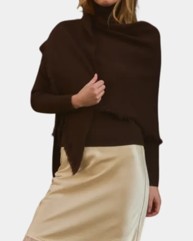 Murphy Sweater w/Scarf - Brown