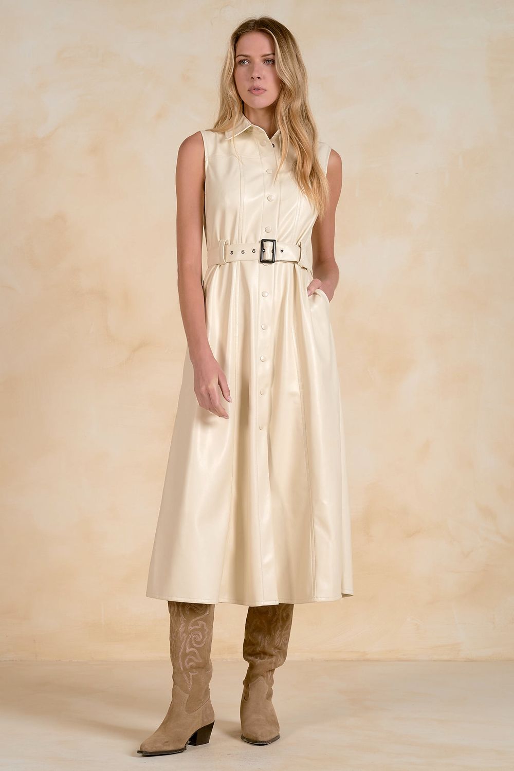Faux Leather Midi Dress