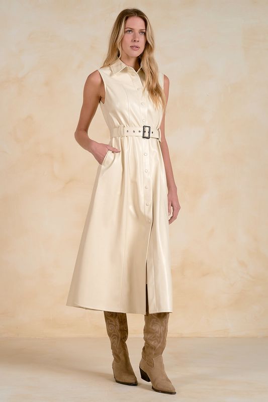 Faux Leather Midi Dress