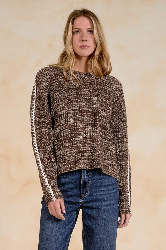 Brown Melange Crewneck Sweater