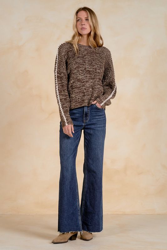 Brown Melange Crewneck Sweater