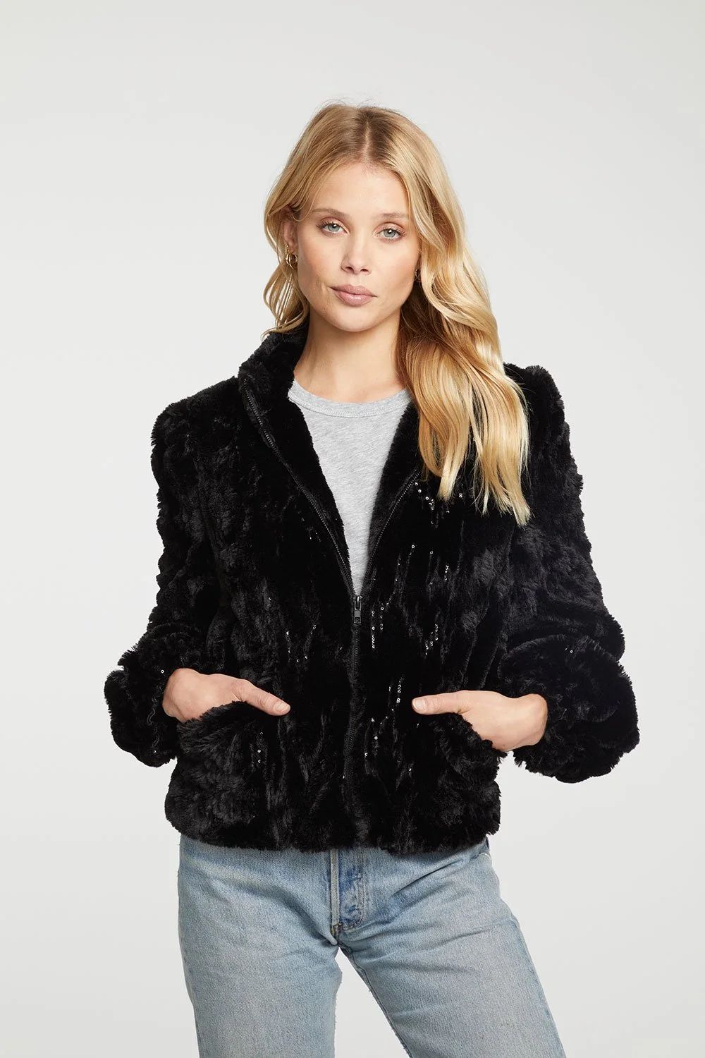 Black Fur &amp; SequinJacket