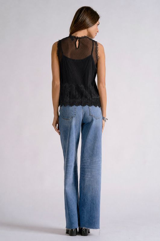 Lace Overlay S/L Top