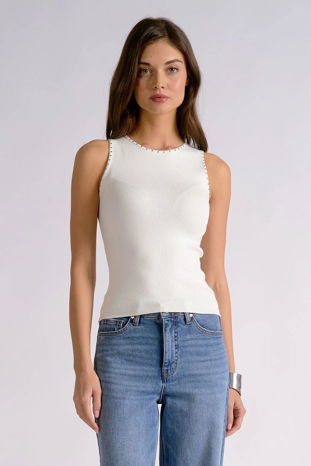 Studded Tank - White