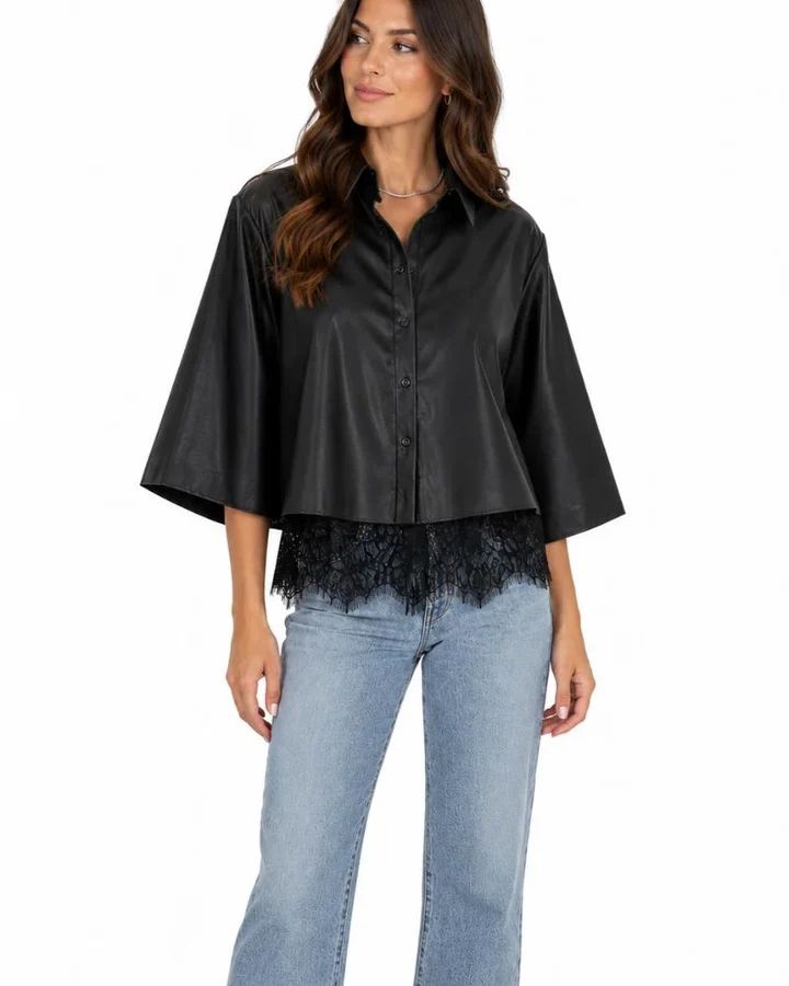 Nick Faux Leather Button Down
