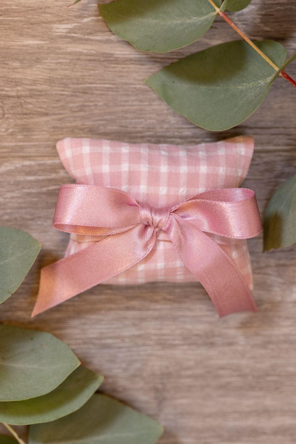 BUSTA BOMBONIERA QUADRETTI ROSA ARTIGIANALE