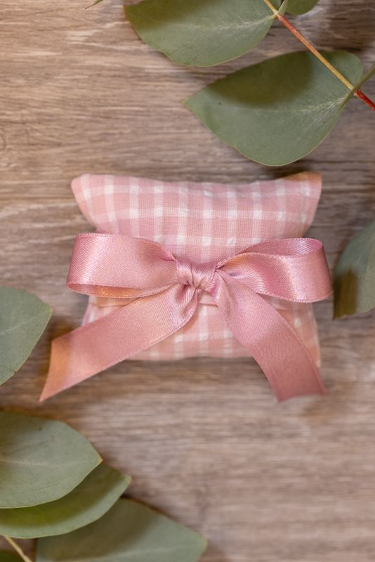 BUSTA BOMBONIERA QUADRETTI ROSA ARTIGIANALE