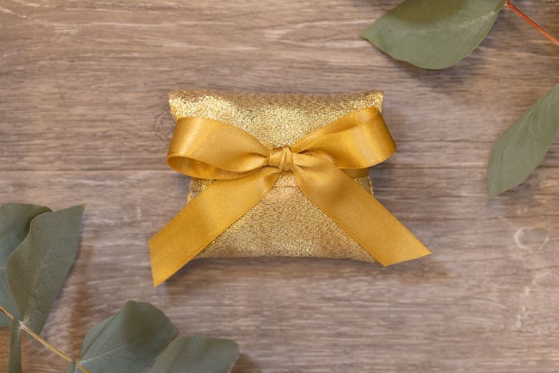 BUSTINA BOMBONIERA GLITTER ORO ARTIGIANALE