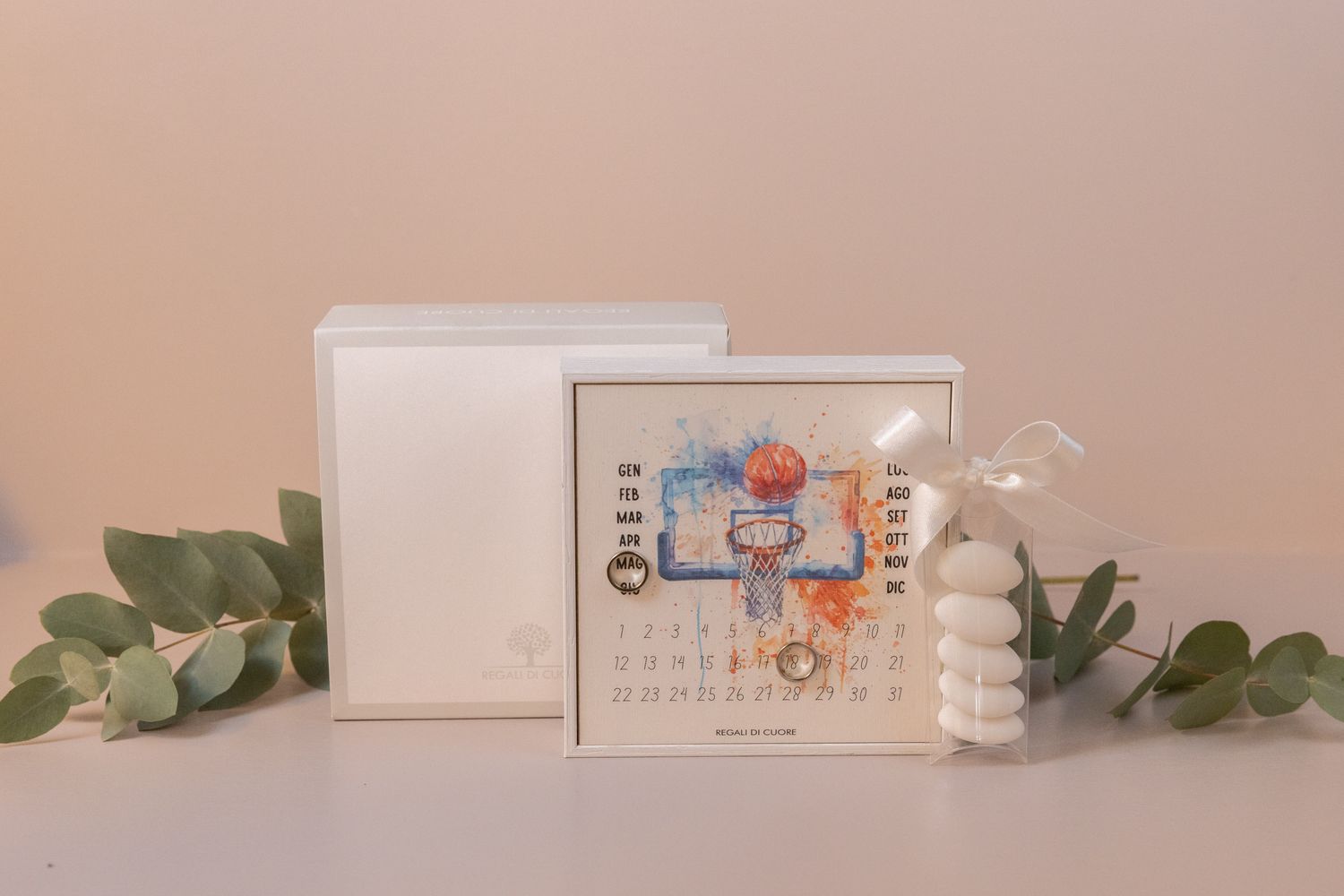 BOMBONIERA CALEDARIO PERPETUO TEMA BASKET