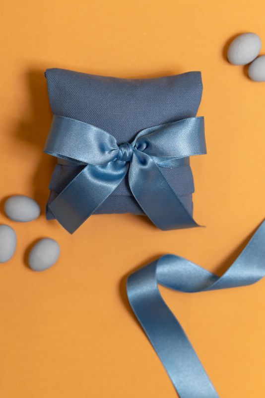 BUSTA GRANDE BOMBONIERA GABARDINE DI COTONE AVIO  ARTIGIANALE