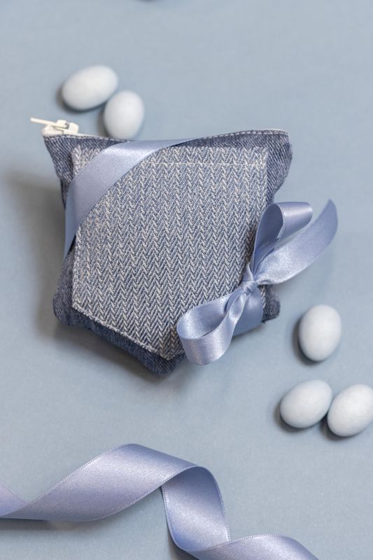 POCHETTE ZIP TASCA DENIM SPIGATO ARTIGIANALE