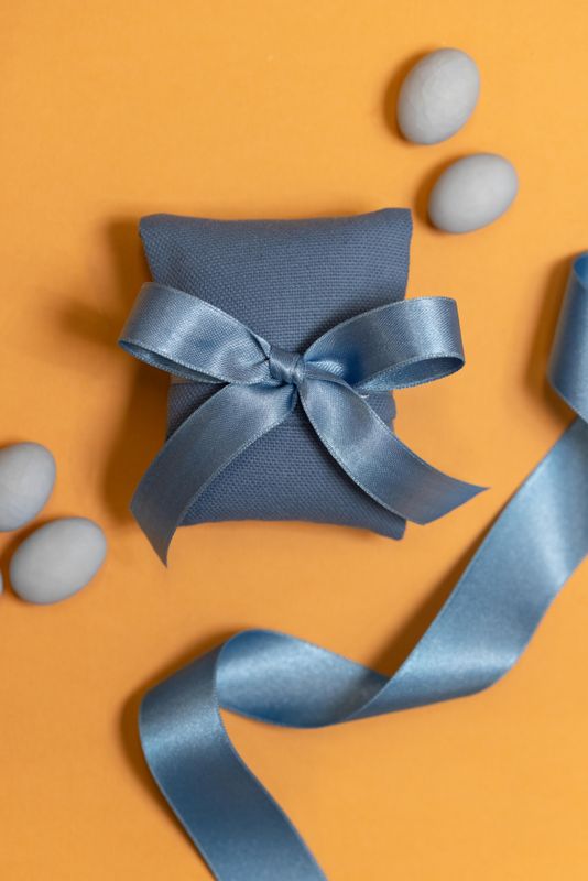 BUSTINA BOMBONIERA GABARDINE DI COTONE AVIO  ARTIGIANALE